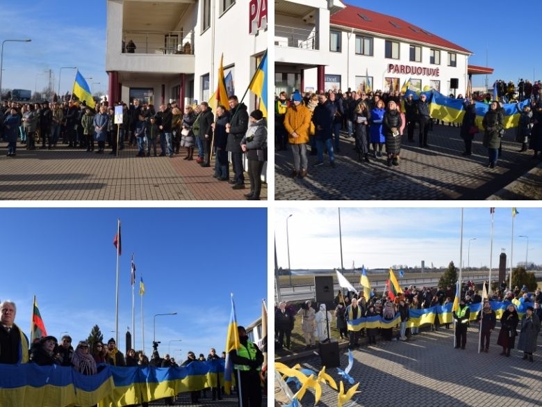 Grenctāles robežpunktā cilvēki pauž atbalstu Ukrainai