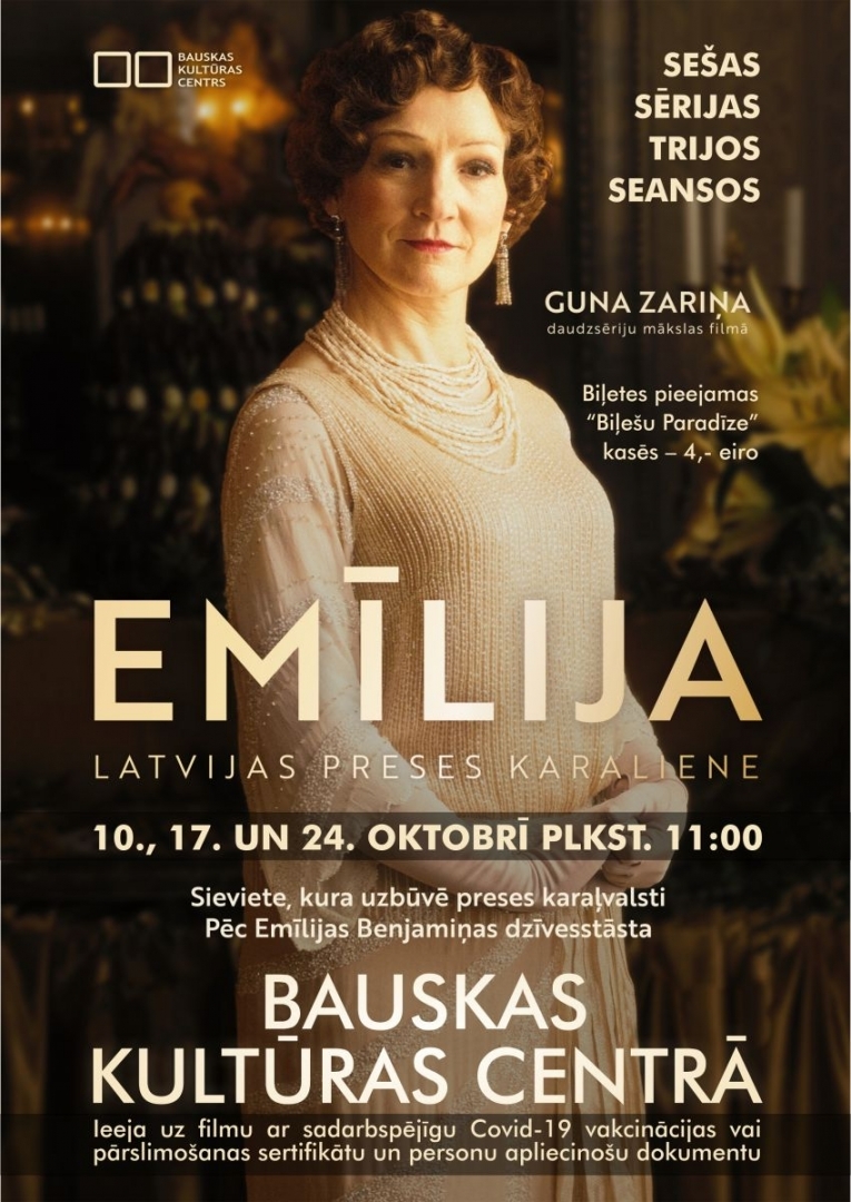 Trīs oktobra svētdienas Bauskas Kultūras centrā demonstrēs daudzsēriju filmu “Emīlija. Latvijas preses karaliene”
