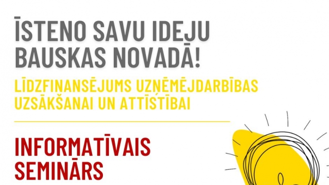 Piedalies tiešsaistes informatīvajā seminārā līdzfinansējuma konkursam «Īsteno savu ideju Bauskas novadā»